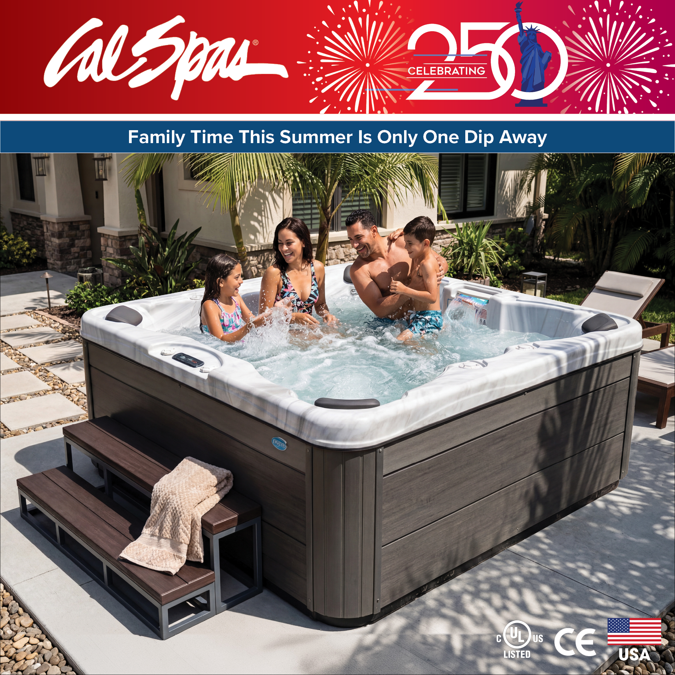 Calspas hot tub being used in a family setting - Wilkesboro